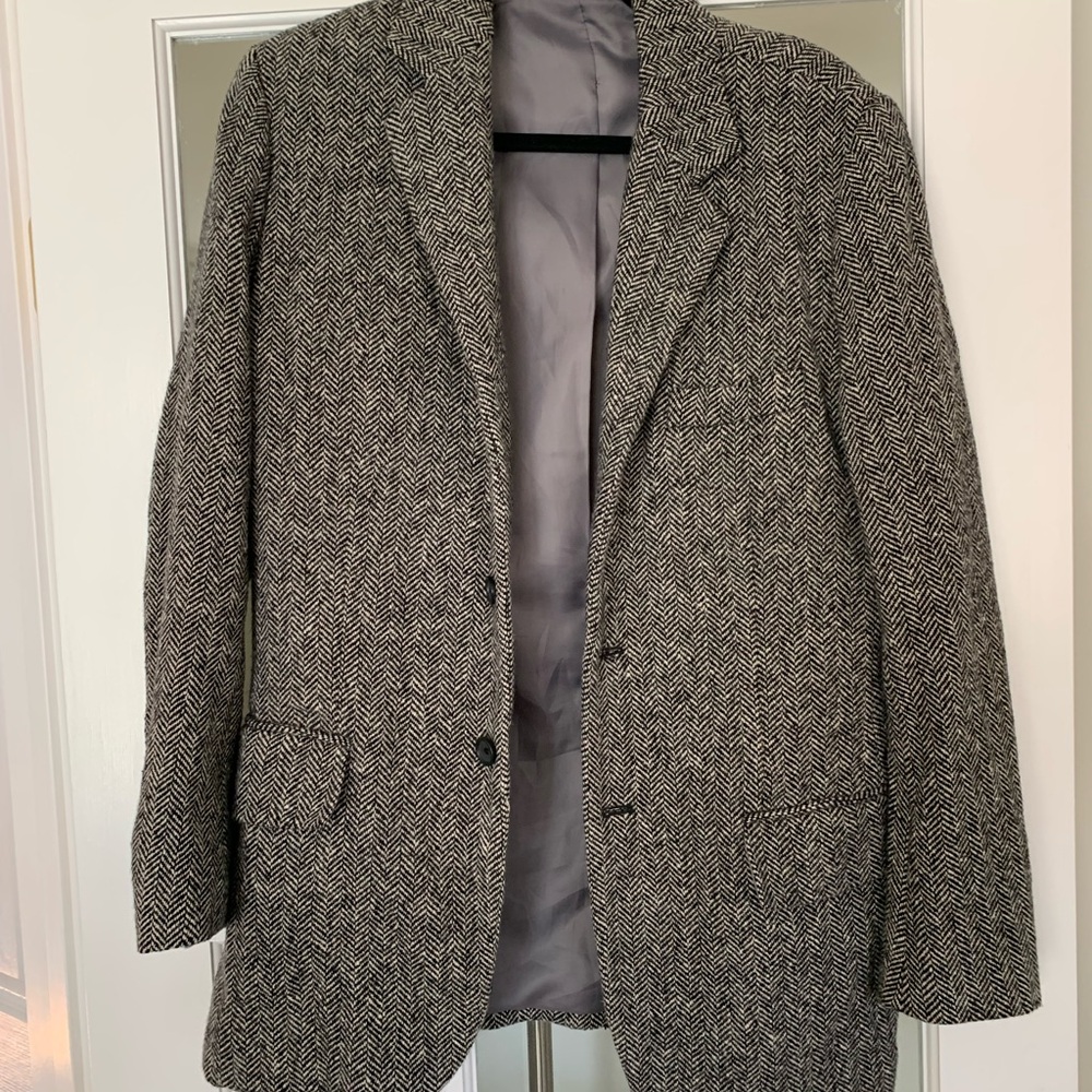 Vintage Banana Republic wool Black and White Herringbone Blazer